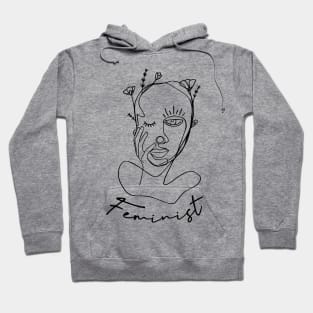 Feminist Flower Line Art Hoodie